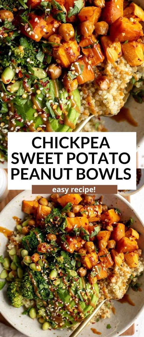 These sweet potato chickpea buddha bowls are easy to make, perfect for meal prep, healthy and vegan. These buddha bowls are easy to make and a gluten free dinner recipe. Simple Healthy Dinner Recipes For Two, Vegan Meal Prep Sweet Potato, Acorn Squash Meal Prep, Vegitaren Meal Prep, Sweet Potatoes Vegan Recipes, Sweet Potato Skillet Dinner, Easy Dinner Vegetarian Recipes, Easy Wfpb Meals, High Folate Meals