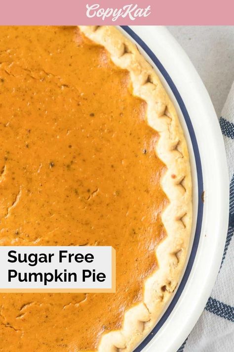 Sugar Free Pumpkin pie is great for diabetics and anyone wanting to reduce sugar intake. Get the easy recipe and find out how to make the best sugar free pumpkin pie for dessert. The filling is creamy and perfectly flavored. Make this pumpkin pie without sugar for Thanksgiving. Stevia Pumpkin Pie, Zero Sugar Pumpkin Pie, Splenda Pumpkin Pie, Low Sugar Pumpkin Pie Recipe, Sugar Free Crustless Pumpkin Pie, No Sugar Added Pumpkin Pie, Sugar Free Pumpkin Pie Recipe, Sugar Free Apple Pie Recipe, Sugarfree Pumpkin Pie Recipe