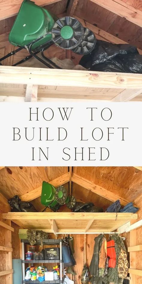 Discover the perfect solution for maximizing space in your garden shed with our step-by-step guide on how to build a loft in a shed. Get inspired with creative garden shed ideas and learn the art of DIY shed loft construction. Elevate your garden shed organization game and make the most of your space today!" #DIYShedLoft #GardenShedIdeas #HowToBuildLoftInShed #GardenShedOrganization #BuildAShedLoft Loft Construction, Shed Loft, Garden Shed Organization, Build A Loft, 10x20 Shed, Shed Shelving, Small Shed, Shed With Loft, Garden Shed Ideas