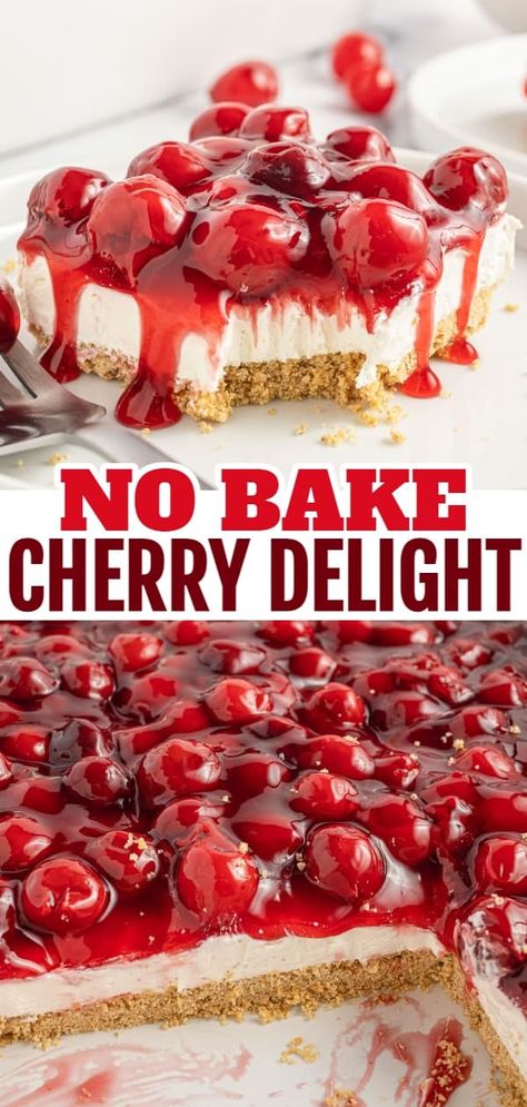 Cherry Delight Pie, Easy No Bake Cherry Delight, Classic Cherry Delight Dessert, Cherry O Cream Pie, Cherry Pie Cream Cheese Recipe, Cherry Breeze Dessert, No Bake Cherry Delight 12 Tomatoes, No Bake Whipped Cream Dessert, Cherry And Cream Cheese Pie