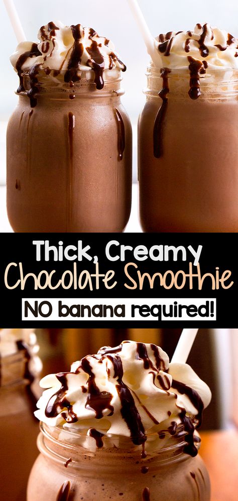 Healthy Chocolate Smoothie Recipe (No Banana!) Ww Smoothie Recipes Protein Shakes, Dairy Free Chocolate Shake, Smoothie Ideas No Banana, Chocolate Smoothie Without Banana, Cool Whip Smoothies, Hearty Smoothie Recipes, Vital Proteins Smoothie Recipes, Choc Protein Smoothie, Low Calorie Chocolate Protein Shake