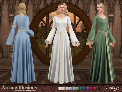 Sifix Sims 4 Dress, Eowyn Dress, Sims Historical, Sims Royal, Merida Dress, Carol Dress, Los Sims 4 Mods, Sims 4 Decades Challenge, Sims Medieval