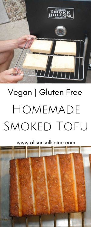 Homemade Smoked Tofu recipe by Alison's Allspice, tofu on the smoker, vegan smoker recipe, vegetarian smoker recipe Plant Based Smoker Recipes, Smoked Vegan Food, Vegan Traeger Recipes, Smoked Vegan Recipes, Smoker Recipes Vegetarian, Smoked Vegetarian Recipes, Vegan Smoker Recipes, Smoked Veggies In Smoker, Smoked Tofu Recipe