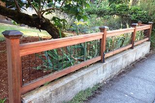 DAVE SNYDER......Real Estate......Portland, OR: Wire fence with wood frame Hog Fence, Retaining Wall Fence, Hog Wire Fence, Hardscape Ideas, Landscape Details, Cattle Panels, Yard Fence, Chicken Treats, Front Yard Fence