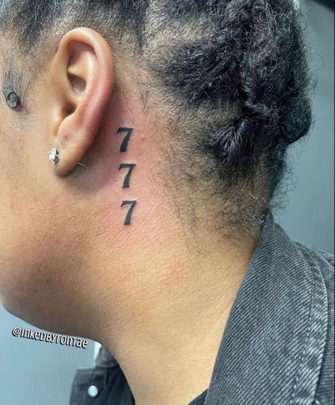 7 Tattoo Behind Ear, Behind Ear Angel Number Tattoo, 777 Angel Number Tattoo Behind Ear, 111 Tattoo Behind Ear, Angel Number Behind Ear Tattoo, Angel Number Tattoo Neck, Trust Your Intuition Tattoo, Angel Number Neck Tattoo, Numbers Behind Ear Tattoo