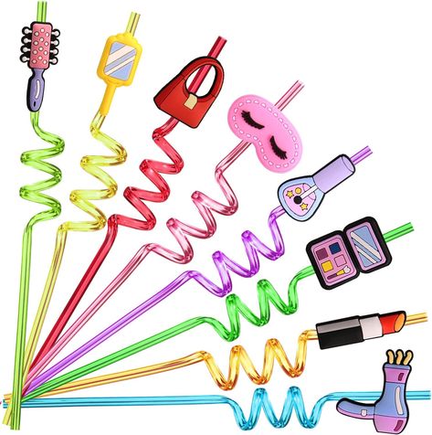 24 Makeup Party Favors Reusable Plastic Straws for Girls Kids Baby Spa Themed Birthday Party Supplies Decorations with 2 Cleaning Brushes Spa Themed Birthday Party, Makeup Birthday Party, Spa Party Favors, Baby Spa, Fest Temaer, Girl Spa Party, Girls Birthday Party Themes, Spa Birthday Parties, Spa Birthday