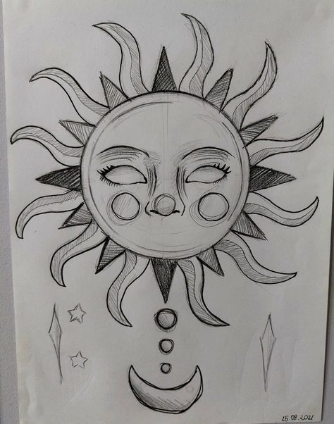 Sun And Mood Drawings, Cool Sun And Moon Drawings, Sun With Eyes Drawing, Weird Sun Drawing, Sun Sketch Aesthetic, Cool Sun Drawings, Indie Sun Drawing, Creepy Sun Drawing, Sharpie Drawings Ideas Easy