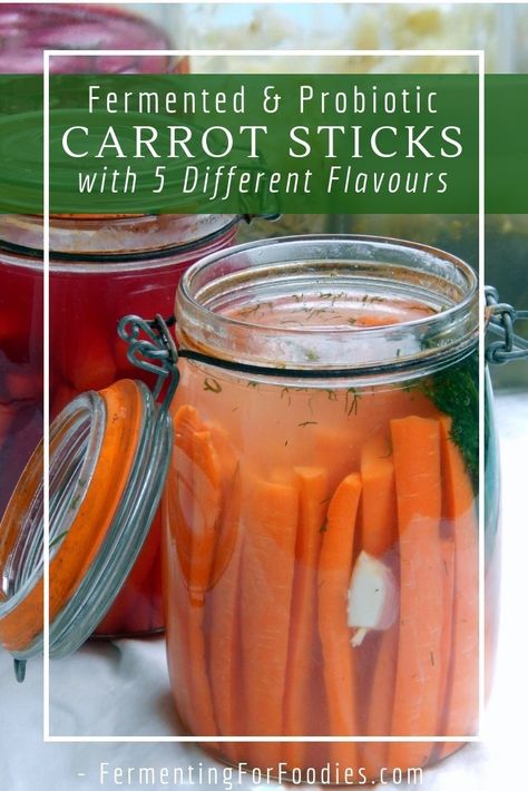 Ferment Carrots, Fermenting Carrots, Fermented Carrots, Fermented Vegetables Recipes, Lacto Fermented, Green Salads, Fermented Veggies, Fermented Pickles, Healthy Probiotics