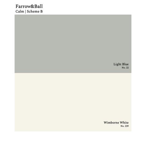 Farrow & Ball | Light Blue and Wimborne White Farrow Ball Wimborne White, Farrow And Ball 22 Light Blue, Light Blue No 22 Farrow And Ball, Calming Bedroom Colors Farrow Ball, Farrow And Ball Colours Blues, Farrow And Ball Light Blue Kitchen, Farrow And Ball Light Blue 22, Light Blue By Farrow And Ball, Farrow And Ball Exterior Paint Colours