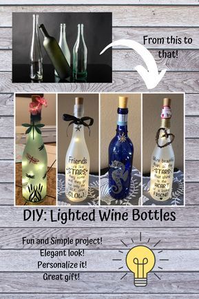 DIY: Lighted Wine Bottles #cricutmade #diycrafts #lightedwinebottles #winebottlecrafts #diydecor #cricutprojects Wine Bottle Crafts With Lights, Crafts With Lights, Clear Wine Bottle, Wine Bottle Crafts Christmas, Wine Bottle Project, Light Up Bottles, Florida Life, Glass Bottle Diy, Wine Craft