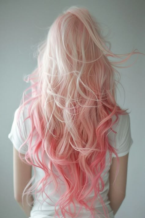 White To Pink Hair, Pink Mermaid Hair, Strawberry Blonde And Pink Hair, Pretty Hair Colours, Pink Gradient Hair, Hair Pink Color, White And Pink Hair, Pink And White Hair, Cute Pink Hair