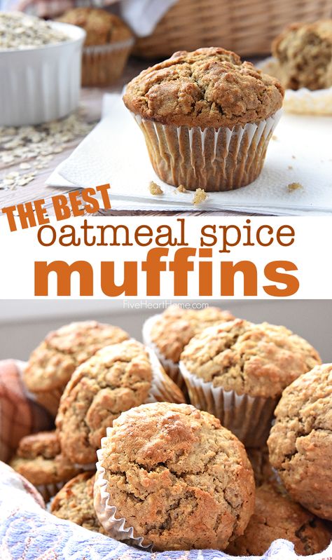 Spice Muffins, Oatmeal Muffins, Best Oatmeal, Healthy Muffins, Breakfast On The Go, Breakfast Muffins, Delicious Breakfast, Muffin Recipes, Coffee Cake