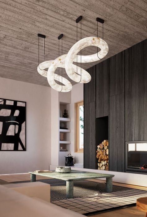 #atelieralainellouz #alabaster #albatre #chandelier #lustre  #alabasterchandelier #luminaireenalbatre #alabasterlighting #INFINITY12 #frenchdesigner #frenchsavoirfaire #designerfrançais #frenchartisanat #artisanatfrançais #interiorhome #homefurniture #homedecor #alabasterdesign  #lucuryhomedecor #luxuryhome #luxuryhomefurniture Alabaster Chandelier, Twisted Ring, Twist Ring, White Hot, Lamps Ceiling, Simple Shapes, Kitchen Room, Dining Experiences, Light Table