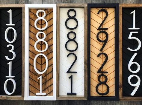 Vertical Address Sign address plaque house numbers house | Etsy House Numbers Diy, Herringbone Wood, Wooden Numbers, House Number Sign, Number Sign, Home Sign, Address Plaque, Custom Wood Signs, Address Sign