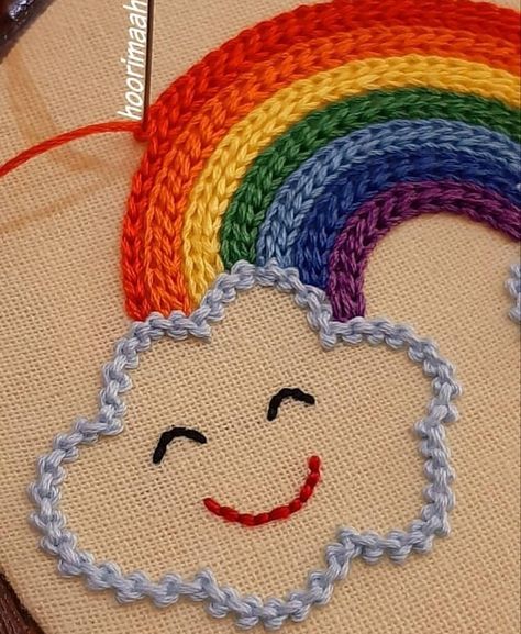 @hoorimaah Back Stitch Embroidery, Embroidery Rainbow, Simple Hand Embroidery Patterns, Embroidery Stitches Beginner, Hand Embroidery Patterns Free, Diy Broderie, Basic Stitches, Ready For, Diy Embroidery Patterns