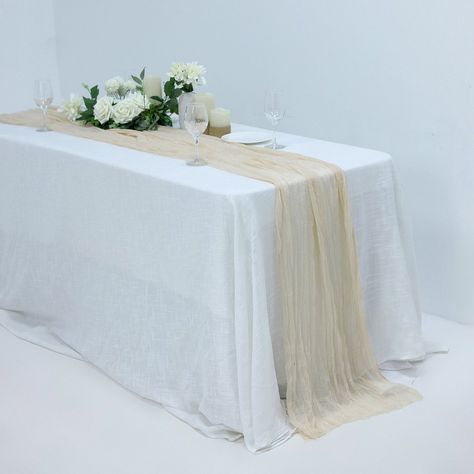 10FT Gauze Table Runner Cheesecloth Fabric For Wedding Arch, Arbor Decor - Cream Wedding Centerpeices, Arch Arbor, Gauze Table Runner, Arbor Decor, Cheesecloth Table Runner, Wedding Arbor, Wedding Arch Rustic, Boho Table Runner, Boho Table