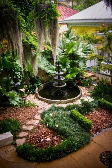 Small Front Gardens, Taman Air, Outdoor Fountains, Fountains Backyard, Small Front Yard Landscaping, Tropical Backyard, Minimalist Garden, Front Yard Garden Design, Garden Shrubs