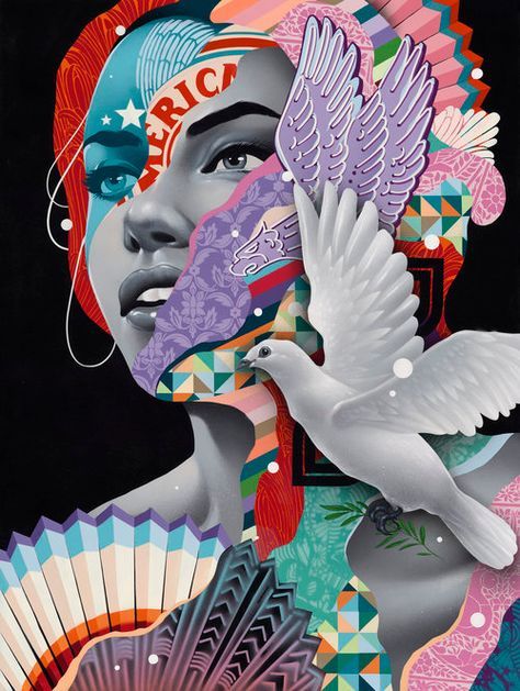 American Doves by Tristan Eaton Tristan Eaton, Paris Poster, Spray Paint On Canvas, Murals Street Art, Tableau Art, Foto Art, Art Pop, Childrens Art, Art Plastique