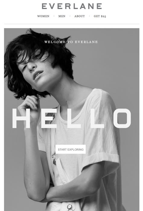 Everlane lets the image do the work in this gorgeous welcome email. Find more on welcome-email design here http://emaildesign.beefree.io/2015/09/10-tips-welcome-email-design/ Welcome Email Design, Fashion Email Design, Mailing Design, Newsletter Examples, Graphic Design Magazine, Welcome Emails, Email Examples, Welcome Design, Email Template Design