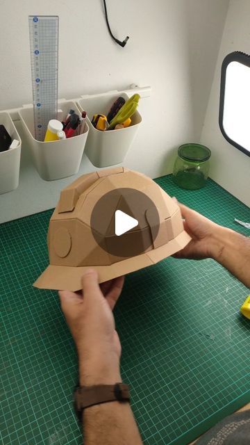 KRAF Studio | CardboardTemplates.com on Instagram: "safety helmet made out of cardboard, everyone?" Instagram, Cardboard Helmet, Diy Helmet, Safety Helmet, February 1, Making Out, On Instagram, Quick Saves