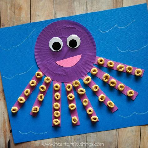 Ocean Kids Crafts, Octopus Crafts, Ocean Kids, Sea Crafts, Ocean Crafts, Daycare Crafts, Plate Crafts, Toddler Art, Childrens Crafts