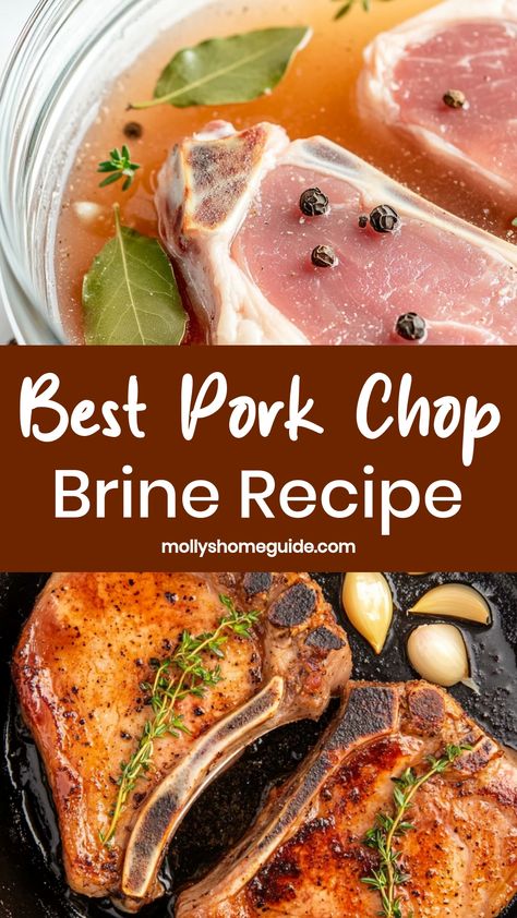 Elevate your pork chop game with our mouth-watering brine recipe! Transform ordinary pork chops into a juicy, flavorful masterpiece that will impress even the pickiest eaters. Our simple yet delicious brine mixture infuses the meat with the perfect balance of savory and sweet flavors, ensuring a tender and moist outcome every time. Whether you're grilling, baking, or pan-searing your pork chops, this brine will take your dish to the next level. Juniper Brine Pork Chops, Best Ever Pork Chops Recipe, Juiciest Pork Chops, Brine Pork Chops Recipes, Amish Pork Chops, Simple Pork Chop Brine, Brine For Pork Chops Recipes, Easy Pork Chop Brine, Basic Pork Chop Recipe