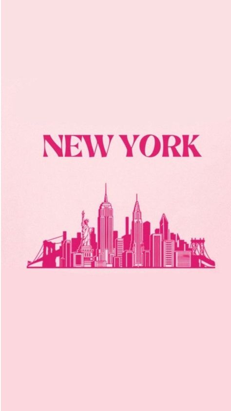 Pink Nyc Wallpaper, New York Pink Wallpaper, Preppy Prints Wallpaper Pink, Nyc Pink Aesthetic, New York Pink Aesthetic, Room Posters Aesthetic Pink, New York Widget, Collage Wall Prints Aesthetic Pink, Wallpaper Backgrounds Preppy