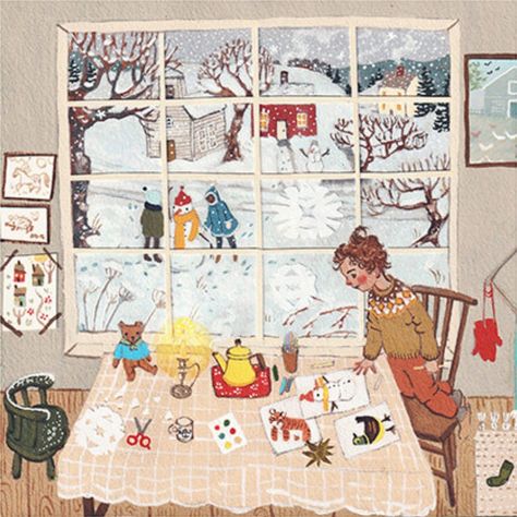 Lore Pemberton, January Days, Winter Illustration, Winter Art, Winter Crafts, Gouache Painting, Children's Book Illustration, Whimsical Art, Christmas Art