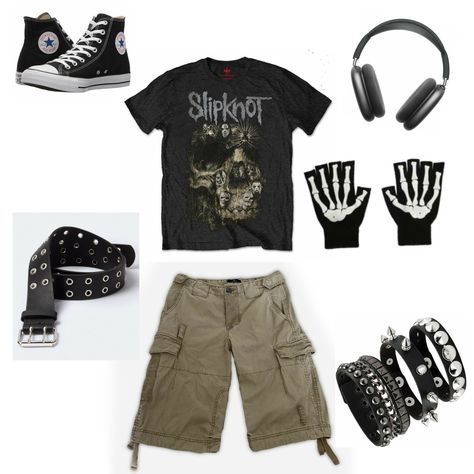 Metalhead Clothes Man, Numetal Fashion Men, Punk Skater Outfits, Emo Summer Outfits Guys, Emo Grunge Outfits Male, Emo Items, Emo Boy Outfits 2000s, Midwest Emo Outfits Men, Back To School Outfits Grunge