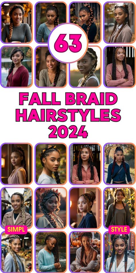 Elevate your style with fall braid hairstyles 2024 that are both pretty and easy to achieve. African American women can choose from a variety of braiding techniques, such as Fulani, Goddess, or box braids. For a cute and simple look, try Dutch or French braids, which are perfect for teens and adults alike. Knotless and feed-in braids are trending this season, offering a natural and cool aesthetic. Styles With Box Braids, Fall Braid Hairstyles, Fulani Goddess, Fall Braids, African American Hair, Braid Trends, Natural Twists, Feed In Braid, Box Braids Styling