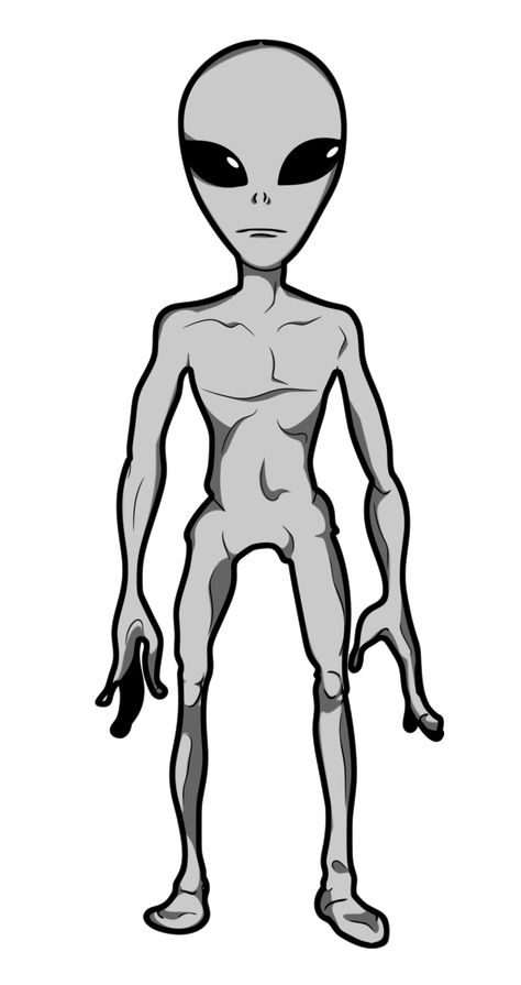 A grey alien (also referred to as simply a grey and a Roswell Grey) is a commonly known alien that is most commonly known to have crashed in Roswell, New Mexico. The U.S government were seen to have retrieved the aircraft and the alien bodies. Now, there are accusations they are being held by the U.S. Government at the secret military aircraft testing ground known as Area 51. Grey aliens are often described by eyewitnesses as slender with large heads and black eyes. They have small mouths as... Alien Grey Art, Alien Body Drawing, Cartoon Alien Drawing, Alien Sketch, Ufo Drawing, Grey Aliens, Alien Drawing, Scary Alien, Alien Alien