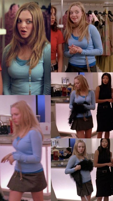 Mean Girls 2004 Outfits, Mean Girls Karen Smith Outfit, Karen Smith Outfit Ideas, Karen Mean Girls Outfit, Karen Smith Outfit, Karen Smith Aesthetic, Mean Girls Inspired Outfits, Bring It On Outfits, Iconic Movie Outfits