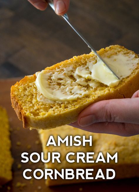 Amish Sour Cream Cornbread Amish Sour Cream Cornbread, Sour Cream Cornbread, How To Make Cornbread, Mennonite Recipes, Friendship Bread, Biscuit Rolls, Dutch Recipes, Amish Recipes, Corn Bread Recipe