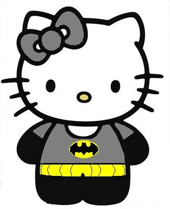 Hello kitty batman! Andy Biersack and Ashley Purdy!!!  ♡♥ Hello Kitty Batman Pfp, Hello Kitty And Batman Couple, Hello Kitty Random, Spider Man Hello Kitty, Batman And Hello Kitty, Batman Hello Kitty, Black Hello Kitty, Hello Kitty Design, Batman Drawing