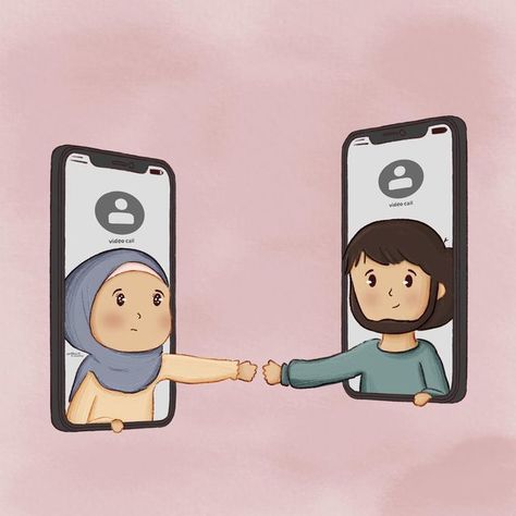 art toon on Instagram: "Long distance relationship be like.. [married couple] @aarttoons #nikkah#marriedcouple #longdistancerelationship#marriage#islam" Long Distance Wallpaper, Long Distance Relationship Cartoon, Long Distance Relationship Art, Insatiable Netflix, Marriage Islam, Long Distance Marriage, Flower Jewellery For Mehndi, Relationship Cartoons, Muslim Couple