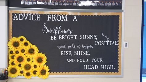 Sunflower bulletin board, teacherlife bulletin board ideas. Sunflower School Theme, Sun Flower Bulletin Board Ideas, Sunflower Office Theme, Sunflower Board Ideas, Sunflower Bulletin Board Ideas Preschool, Sunflower Bulletin Board Classroom Decor, Sunflower Theme Classroom Ideas, Spring Bulletin Board Ideas High School, Sunflower Office Decor Ideas