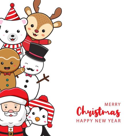 Happy New Year Cartoon, New Year Doodle, Christmas Card Background, New Year Card Design, Toddler Christmas Tree, New Year Cartoon, Happy Christmas Card, Good Morning Greeting Cards, Happy New Year Background