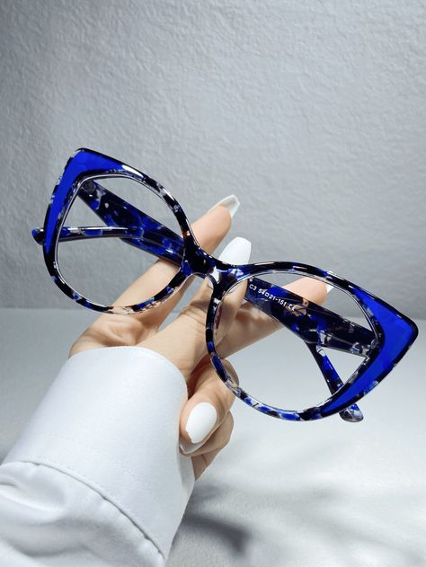 1Pc New Fashion Anti-Blue Light Unisex Eyeglasses, Colorful Butterfly Frame Flat Glasses Blue Light Frames | SHEIN USA Unique Glasses Frames, Anti Glare Glasses, Eye Glass Frames, Cat Eye Colors, Glasses Blue Light, Unique Glasses, Nerd Glasses, Cat Eye Glasses Frames, Women Eyeglasses