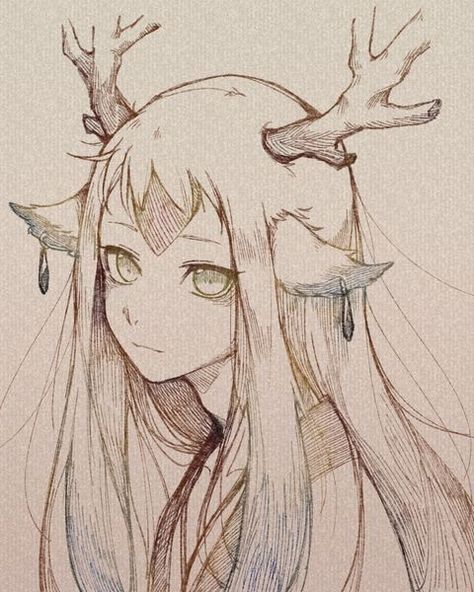 Deer Character Design Male, Half Deer Half Human Drawing, Deer Person Character, Deer Oc Human, Deer Antlers Drawing, Cute Deer Drawing, Deer Anime, Antlers Drawing, Deer Oc