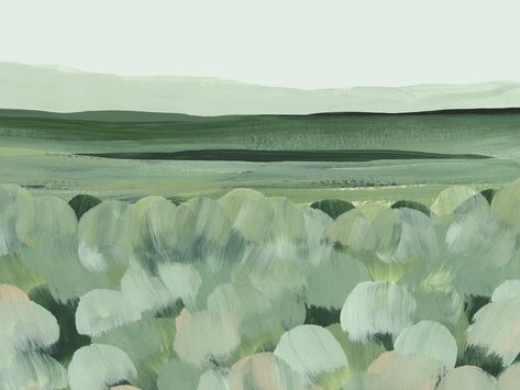 Art Prints Meadow Painting, Meadow Landscape, Horizontal Painting, Green Color Palette, Green Meadow, Landscape Art Print, Green Colour Palette, Creative Branding, Acrylic Paints