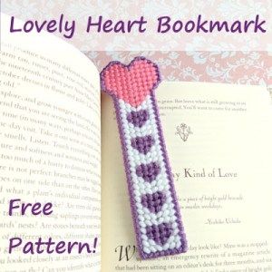 Heart Bookmark – Free Plastic Canvas Pattern – Needle Work Crosstitch Bookmark, Plastic Canvas Patterns Free Easy, Plastic Bookmarks, Plastic Canvas Bookmark, Craft Bookmarks, Bookmarks Craft, Free Plastic Canvas, Mini Butterfly, Plastic Canvas Books