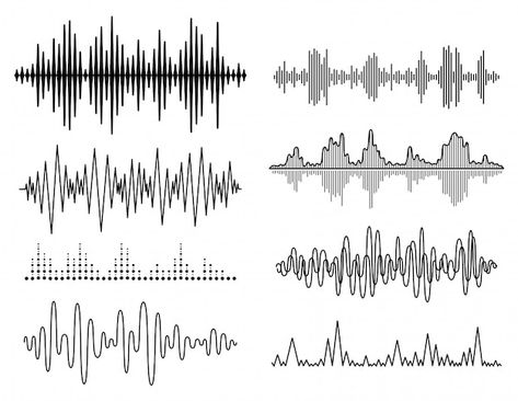 Premium Vector | Vector sound waves set Sound Wave, Sound Wave Tattoo Ideas, Waves Tattoo, Soundwave Tattoo, Sound Waves, Sound Drawing, Sound Wave Tattoo, Pizza Trailer, Waves Sketch