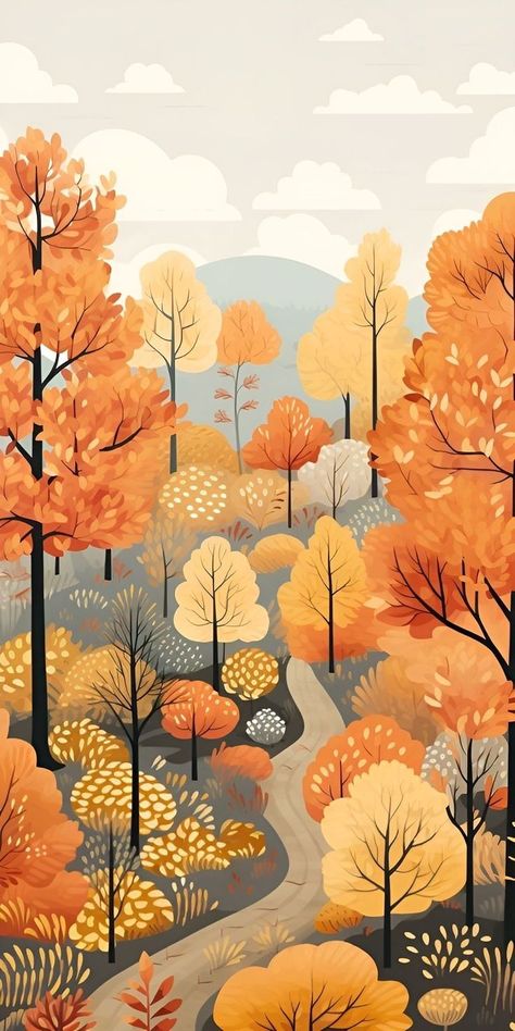 Fall Phone Wallpaper, Cute Fall Wallpaper, Autumn Illustration, Autumn Art, Fall Wallpaper, Cute Wallpaper Backgrounds, Halloween Wallpaper, Whimsical Art, Cozy Fall