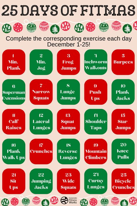 Workout Advent Calendar, Fitness Advent Calendar, Christmas Olympics Scoreboard, December Fitness Challenge, Holiday Exercise, Christmas Workout Challenge, Christmas Workouts, Holiday Fitness Challenge, Birthday Workout