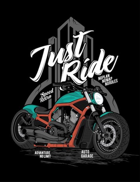 Bike Graphic Design, Ride Logo, Biker Logo Design, Motorbike Illustration, Motorcycles Logo Design, Tshirt Prints, Motor Art, Biker Logo, Typography Shirt Design