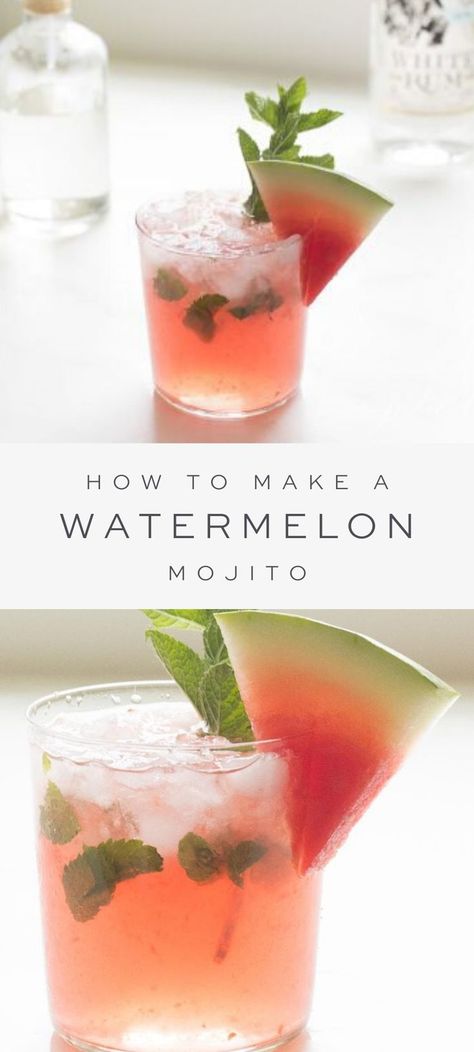 Resep Mojito, Watermelon Mojito Recipe, Watermelon Mint Lemonade, Mojito Recept, Easy Summer Cocktails, Watermelon Mojito, Coctails Recipes, Summer Drinks Alcohol, Julie Blanner