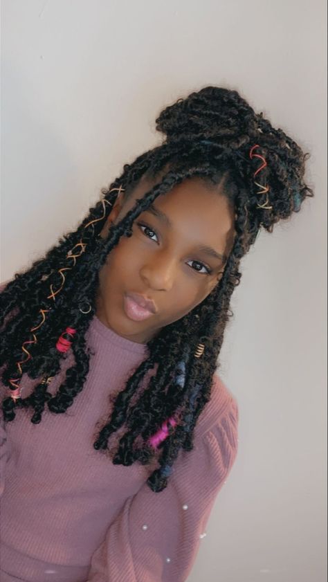 Kids Butterfly Locs, Butterfly Locks, Butterfly Locs, Feed In Braid, Kids Styles, Pink Hair, Kids Hairstyles, Locs, Hair Ideas