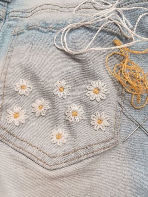 Embroidery Inspo | Feminine Embroidery | Witchy Embroidery | Trendy Embroidery | Embroidery Projects | Cool Embroidery | Wonder Forest Sew Ins, Aesthetic Embroidery Ideas, Aesthetic Embroidery, Embroidery Jeans Diy, Broderie Simple, Clothes Embroidery Diy, Haine Diy, Pola Bordir, Costura Diy