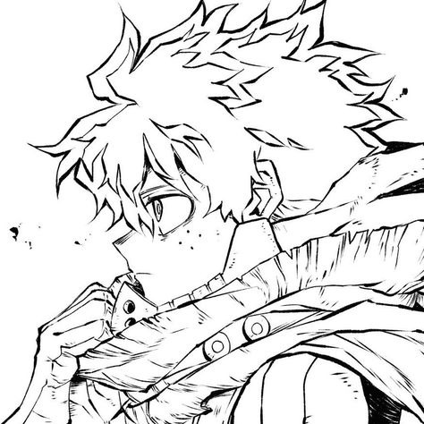 Izuku Midoriya Lineart, Deku Reference Drawing, Mha Fanart Black And White, Deku Coloring Page, Deku Lineart, Mha Lineart, My Hero Academia Sketches, Izuku Midoriya Sketch, Izuku Drawing