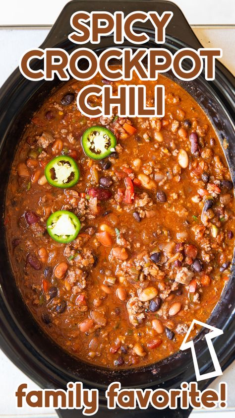 Crockpot Chili For 2, Best Chili Crockpot Recipes, Crockpot Chili With Dried Beans, Red Bean Chili Crockpot, Chilli Recipe Crockpot Spicy, Spicy Chili Beans Recipe, Petro Chili Recipe, Spicy Chilli Recipe Slow Cooker, Crockpot Spicy Chili